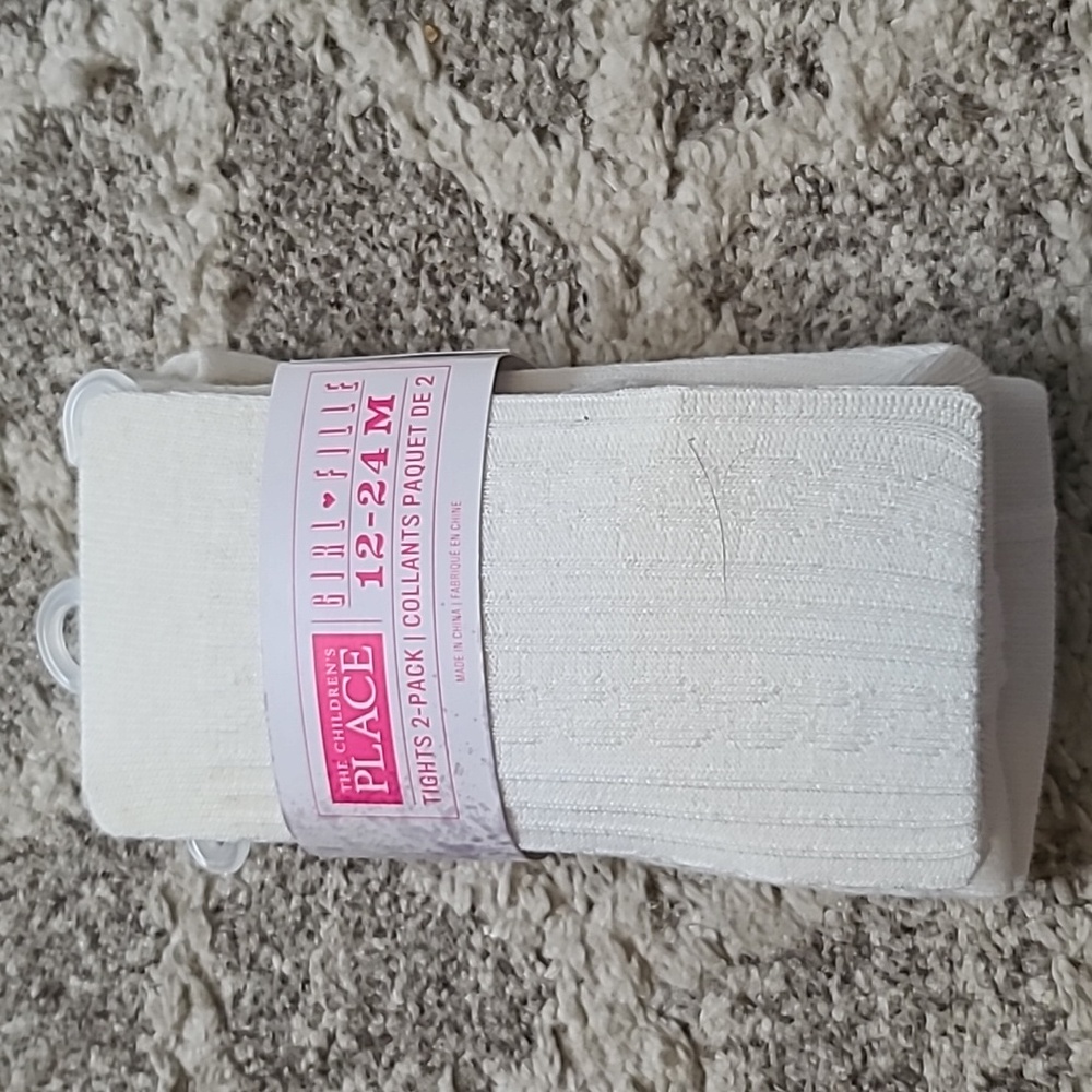 2 for $35 - The Children's Place Girls 12-24m White / Ivory Tights 2-Pack